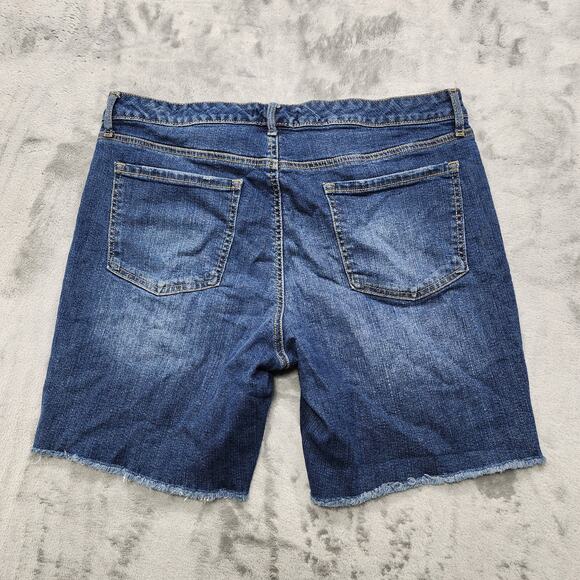 Energie Shorts Womens 15 Juniors Blue Bermuda Destructed Cut Off Hem Dark Wash - Picture 3 of 13
